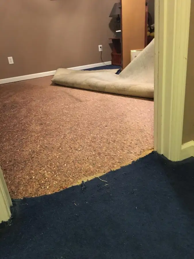 Carpet pad removal revealing water damage during Drying & Dehumidification in Waianae